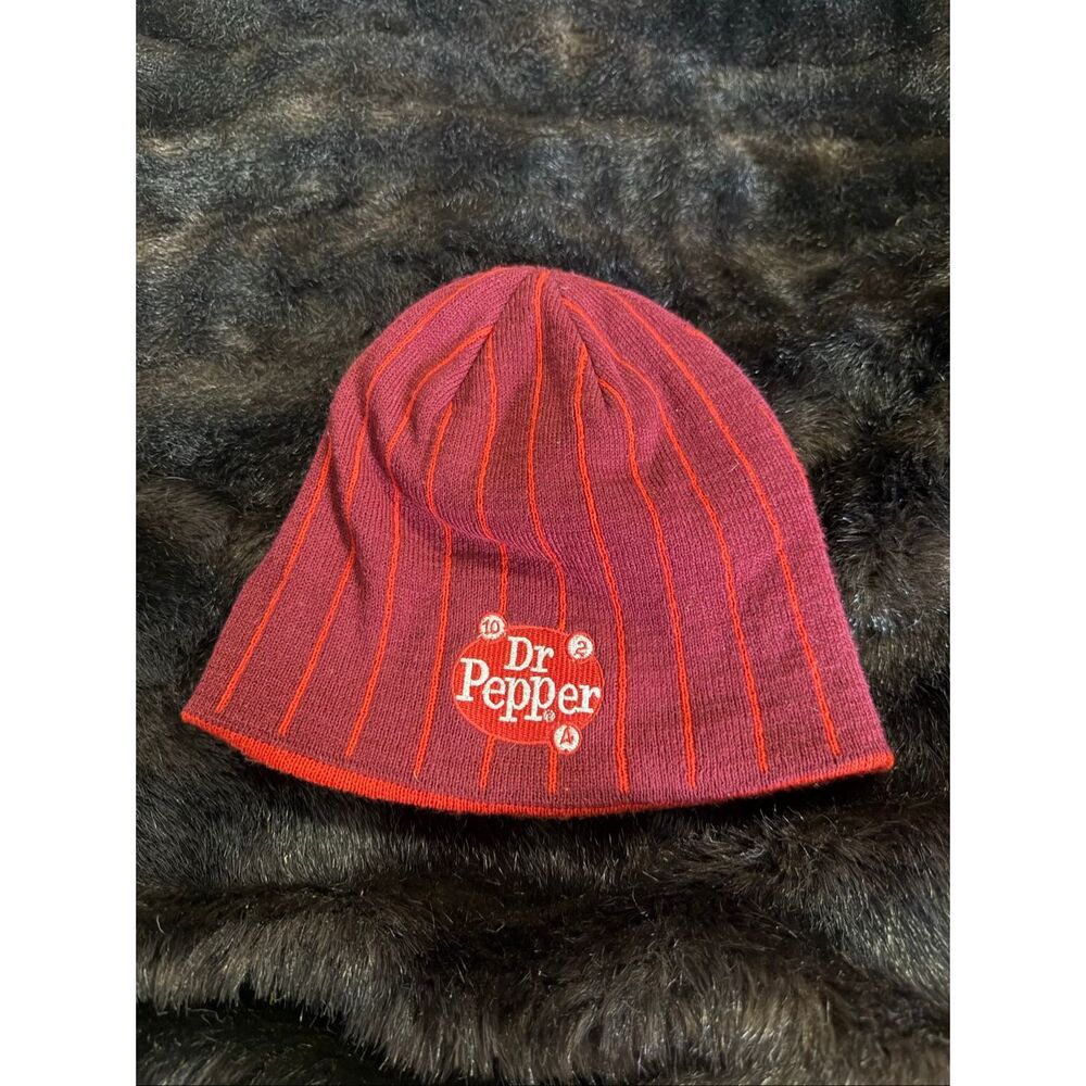 Dr. Pepper Retro Logo Beanie - Reversible Knit Winter Hat - Soda Promo Swag
